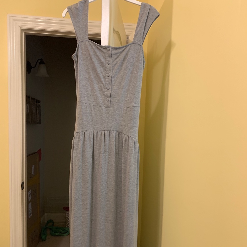 Joyfolie gray maxi dress tie button S Mia joy grey